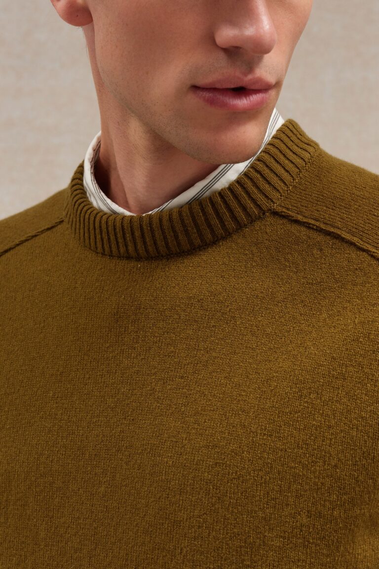 Le Minor - Pull homme col rond olive – L