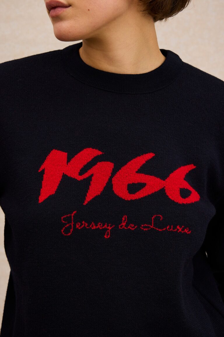 Le Minor - Pull 1966 marine et rouge pour femme – XXL