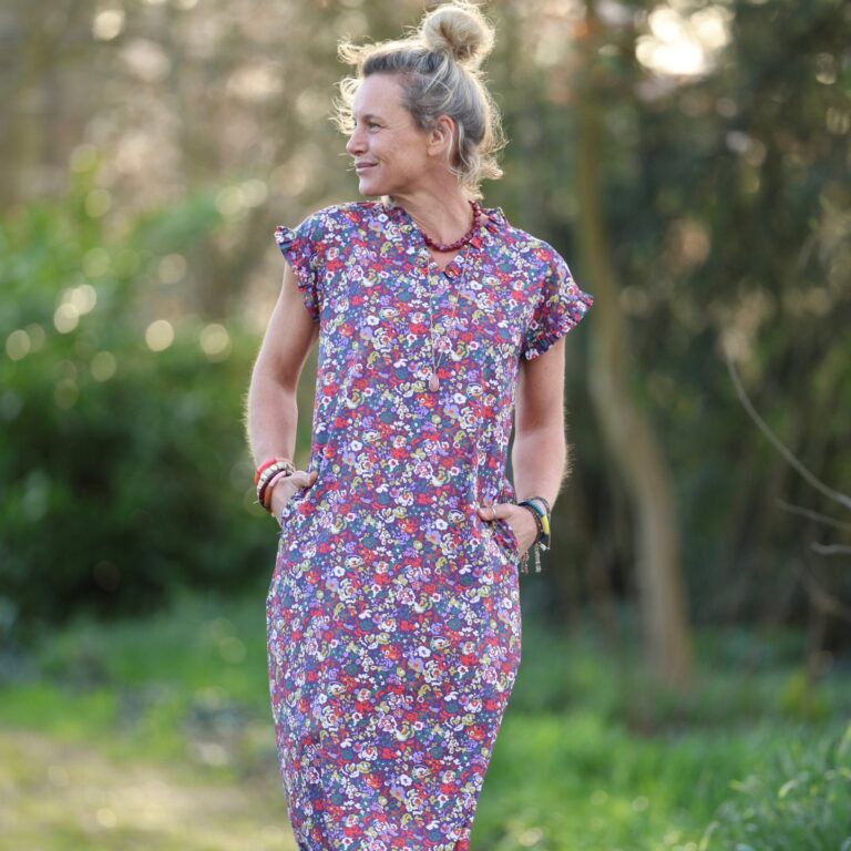Meta SS25 - Robe Acacia – Coton “Floraison Améthyste" – XXL