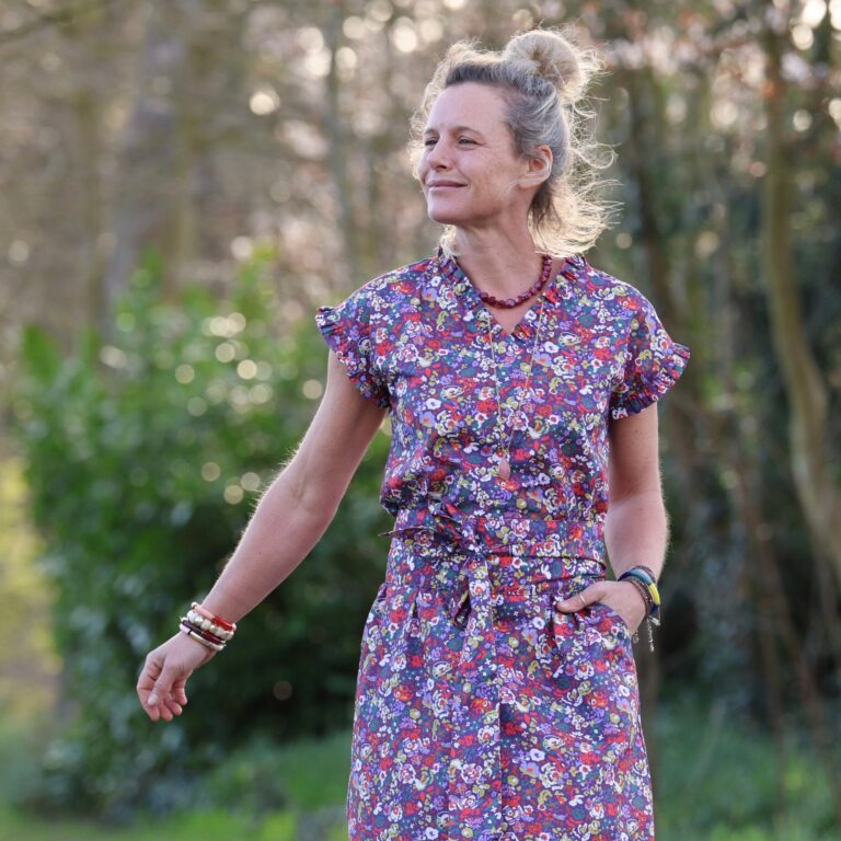 Meta SS25 - Robe Acacia – Coton “Floraison Améthyste" – XXL