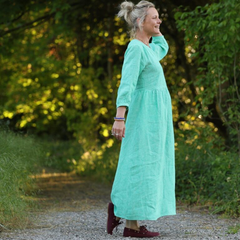 Quintessence - Robe Agathe - Lin chiné Vert peps – XXL