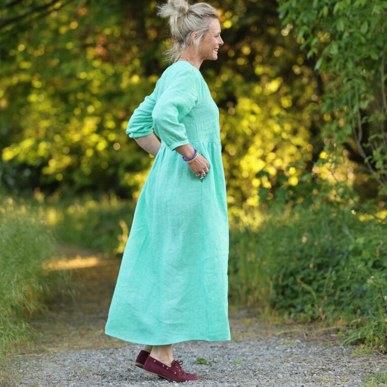 Quintessence - Robe Agathe - Lin chiné Vert peps – XXL
