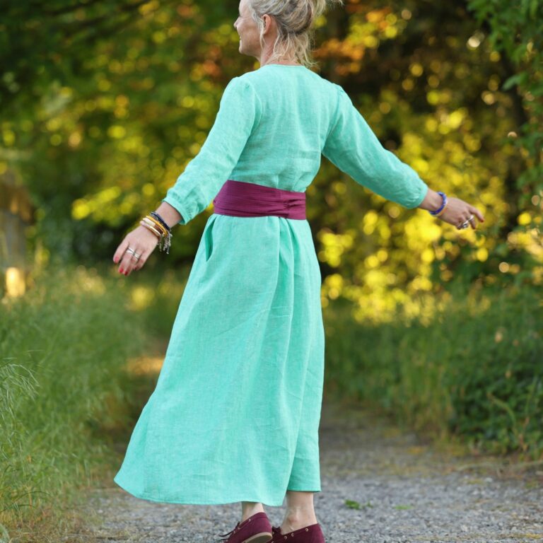 Quintessence - Robe Agathe - Lin chiné Vert peps – XXL