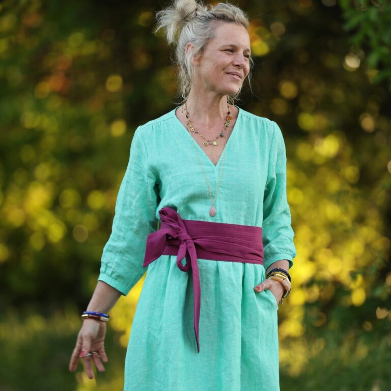 Quintessence - Robe Agathe - Lin chiné Vert peps – XXL
