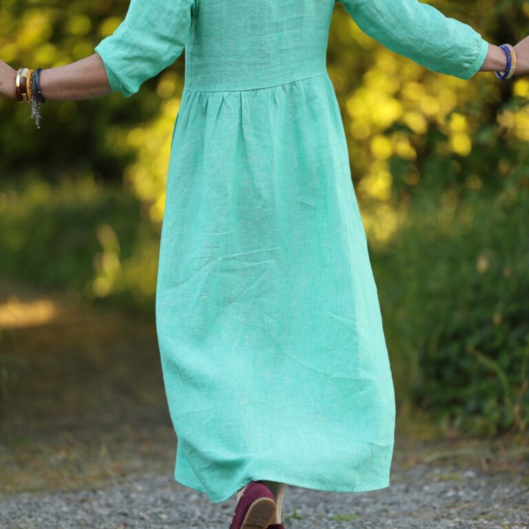Quintessence - Robe Agathe - Lin chiné Vert peps – XXL