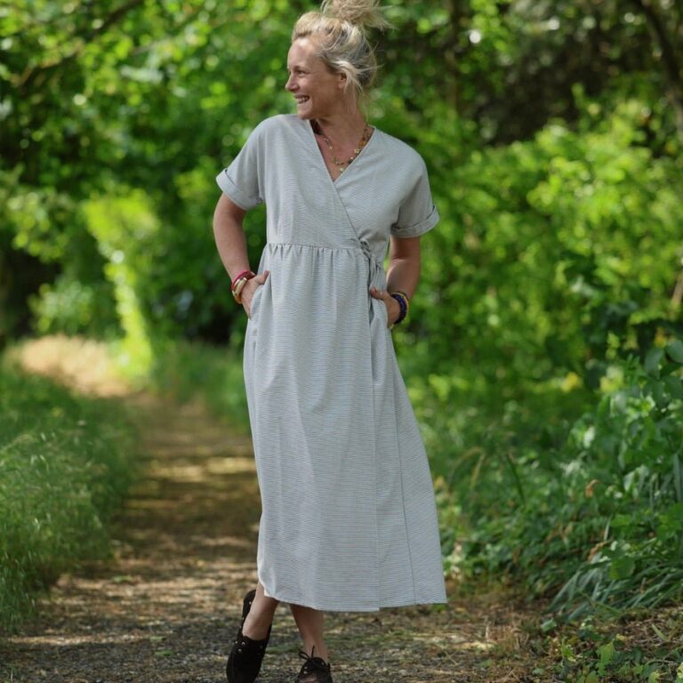 Quintessence - Robe Charline – Rayure coton Amiral marine – XXL