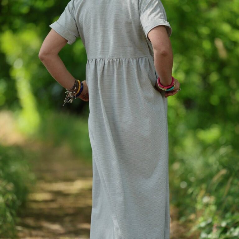 Quintessence - Robe Charline – Rayure coton Amiral marine – XXL