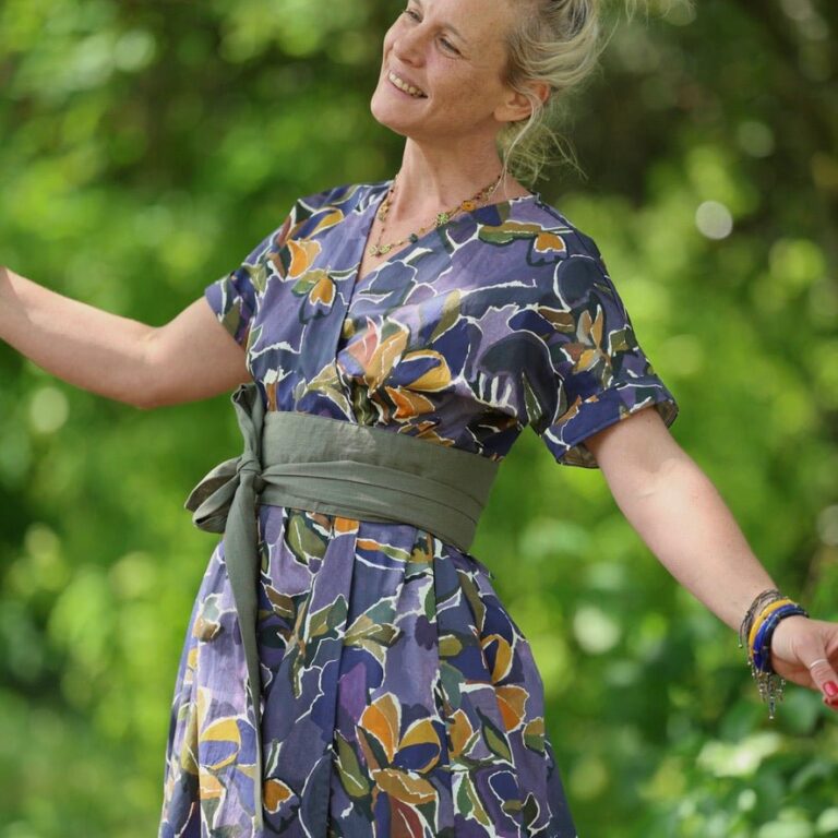 Quintessence - Robe Charline – Satin de coton Bois de Myrthe – XXL