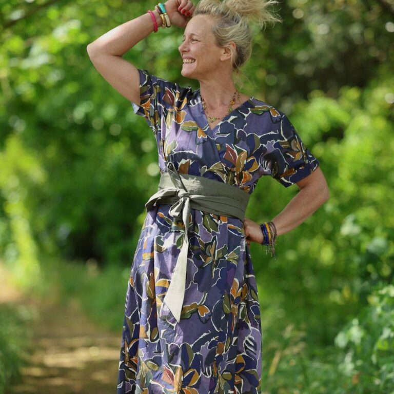 Quintessence - Robe Charline – Satin de coton Bois de Myrthe – XXL