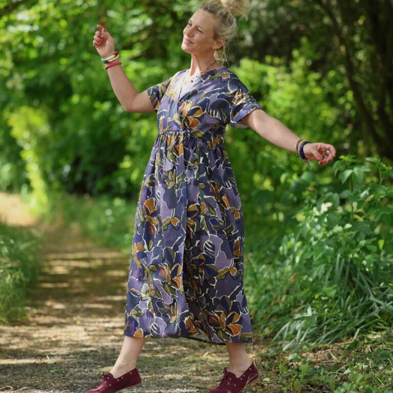 Quintessence - Robe Charline – Satin de coton Bois de Myrthe – XXL