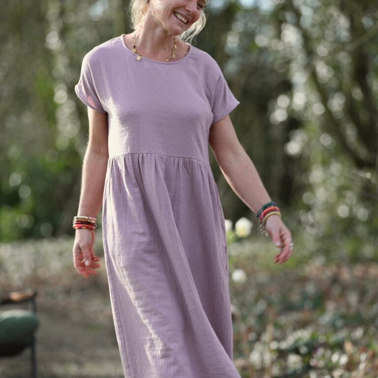 Quintessence - Robe Elsie - double gaze de coton plumetis bois de rose – XXL