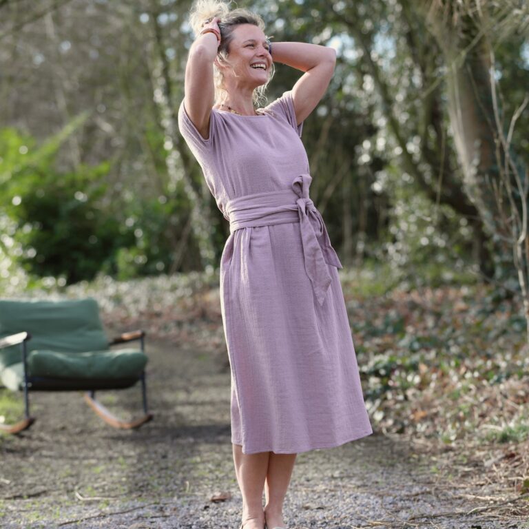 Quintessence - Robe Elsie - double gaze de coton plumetis bois de rose – XXL