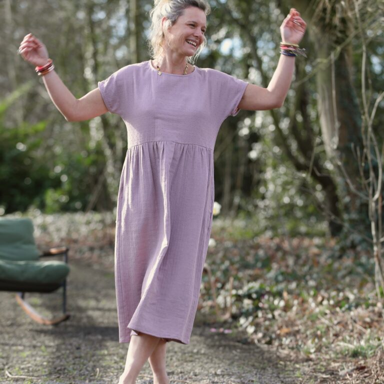 robe elsie double gaze de coton plumetis bois de rose 8026595 Quintessence - Robe Elsie - double gaze de coton plumetis bois de rose – XXL