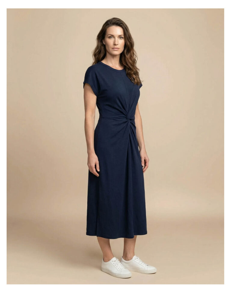 Maison Lemahieu - Robe longue à nœud - Bleu Minuit – S