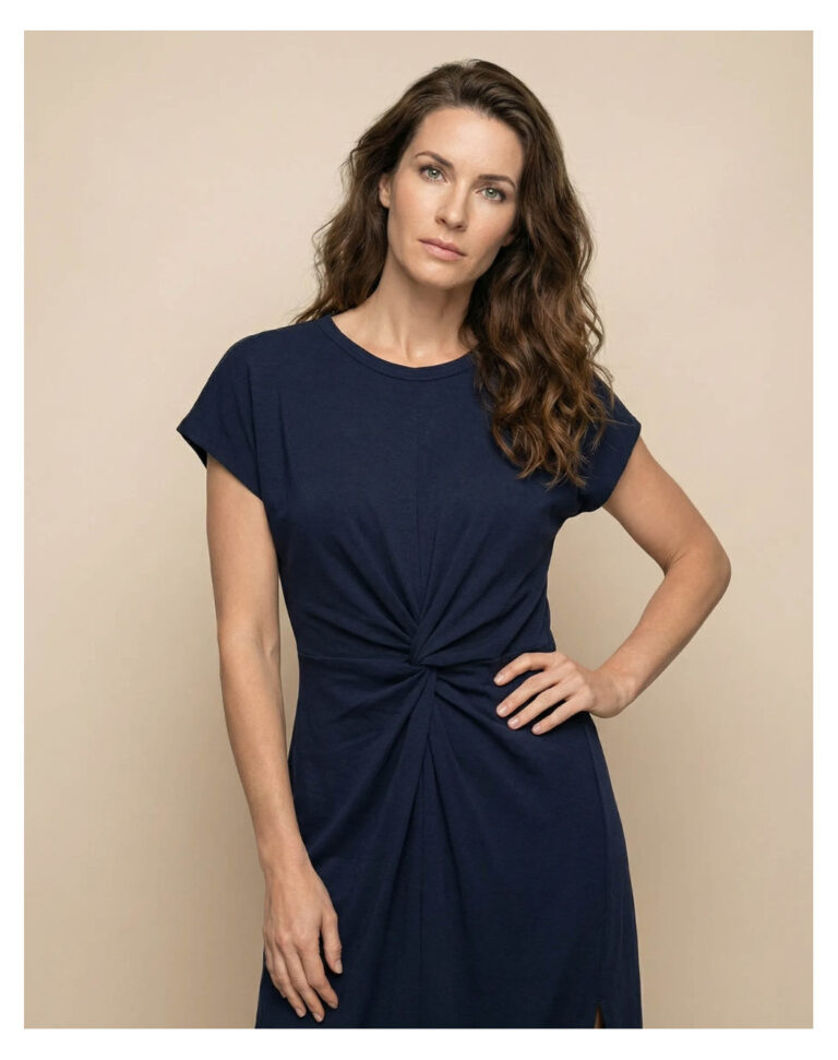 Maison Lemahieu - Robe longue à nœud - Bleu Minuit – S