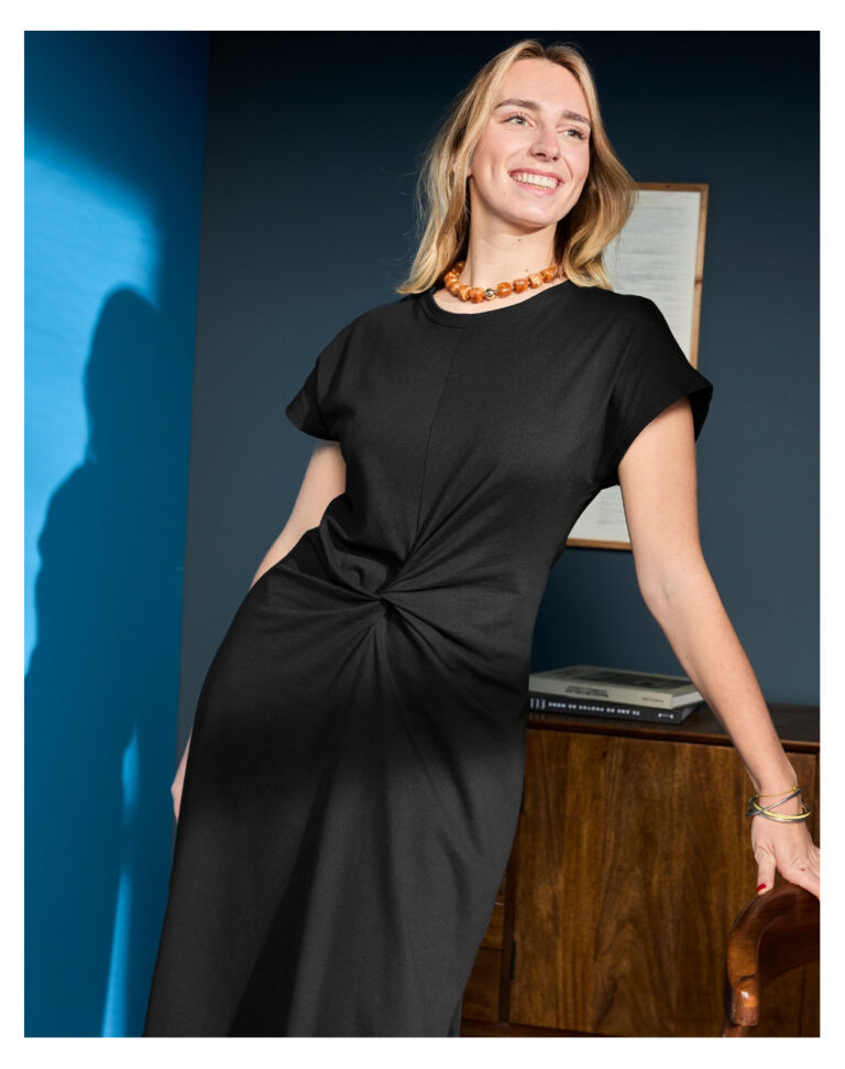 robe longue a noeud noire Noir