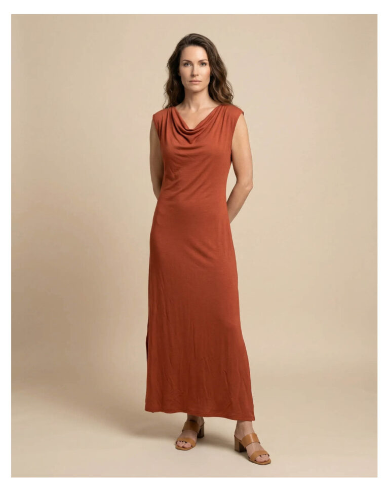 Maison Lemahieu - Robe longue col bénitier - Terracotta – XL