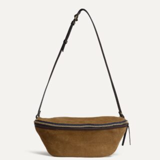 Bleu de Chauffe - Sac banane Bea / Cuir Velours – Marron Noisette