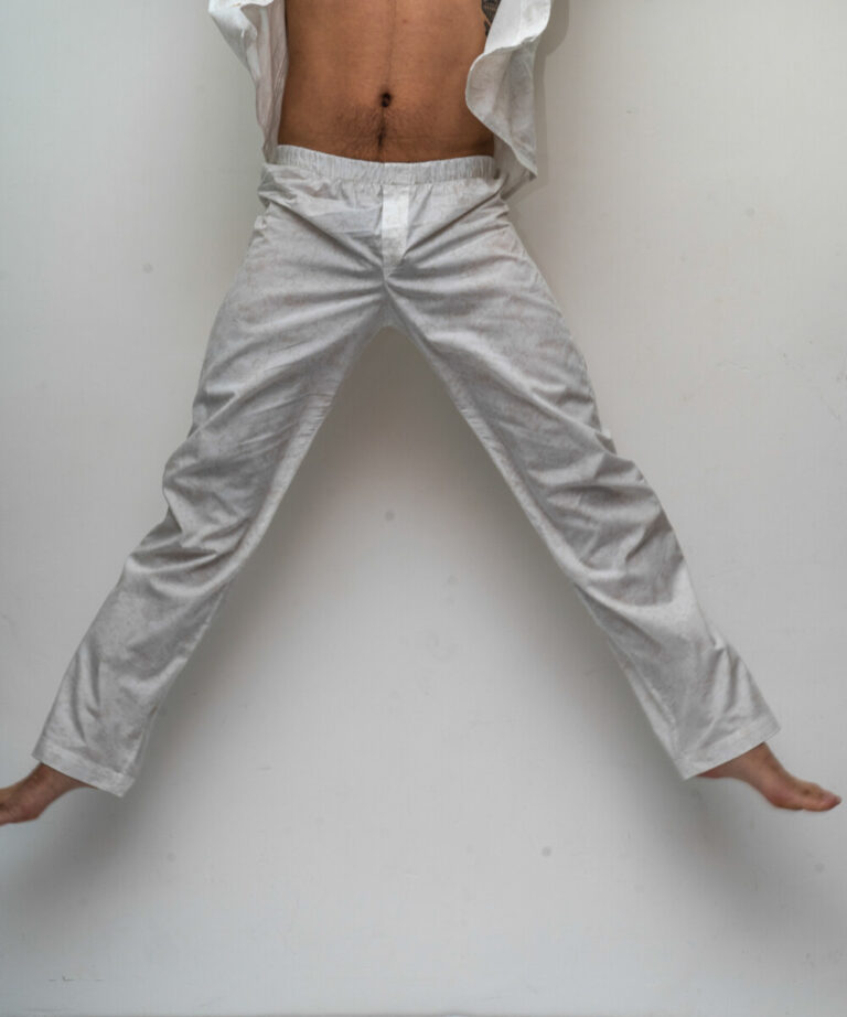 Fleurs Pois & Cie - Pantalon Pyjama homme et/ ou de ville - Blanc/Beige