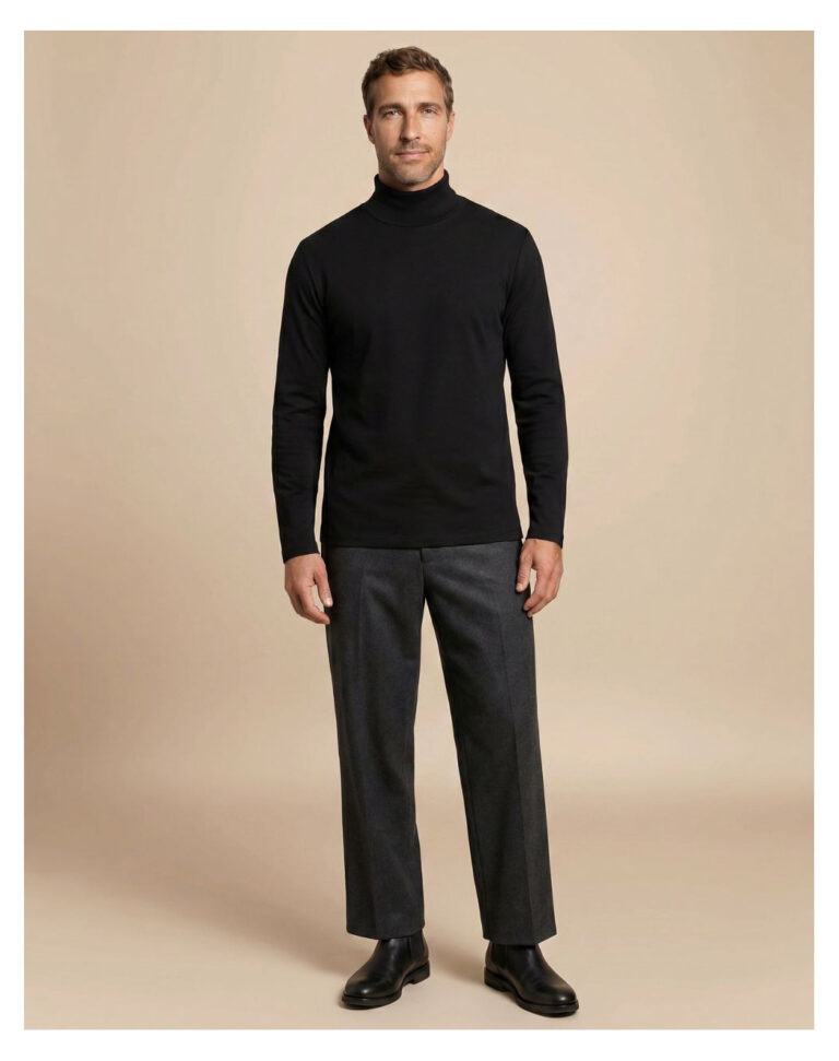 Maison Lemahieu - Sous pull col montant 100% laine mérinos - Noir – 2XL