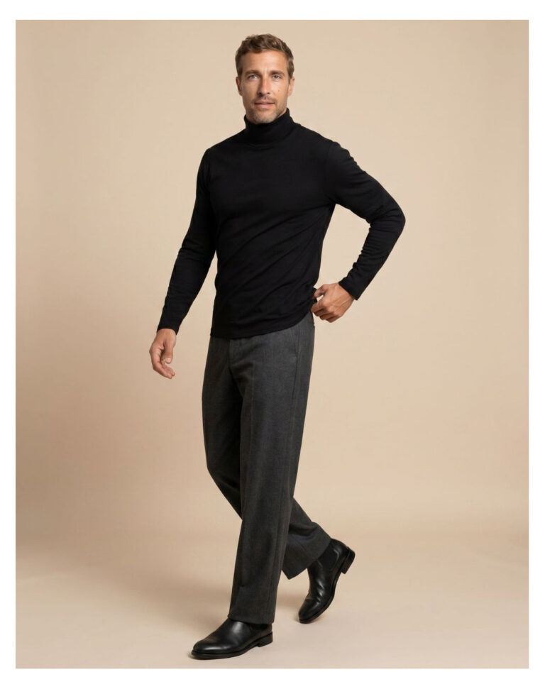 Maison Lemahieu - Sous pull col montant 100% laine mérinos - Noir – 2XL