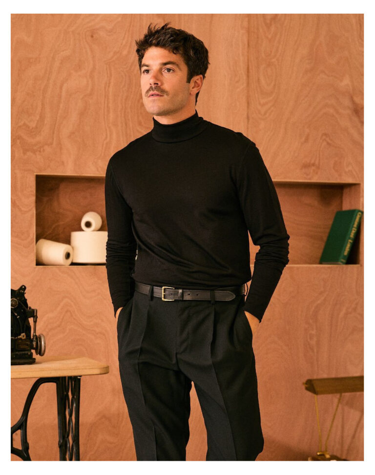 Maison Lemahieu - Sous pull col montant 100% laine mérinos - Noir – 2XL