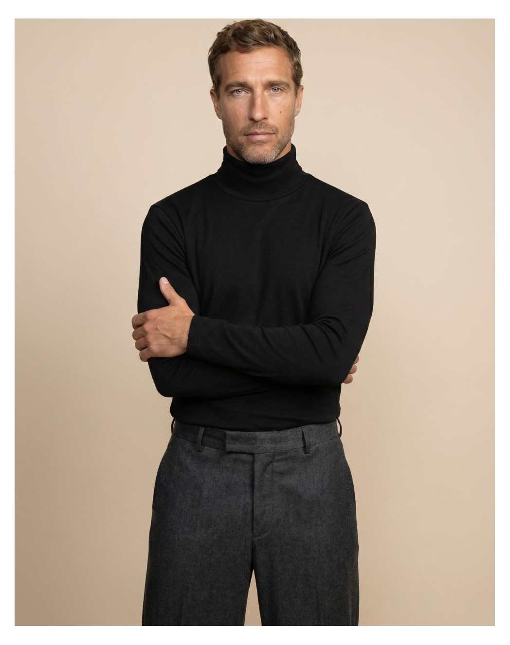 sous pull col montant 100 laine merinos noir Noir