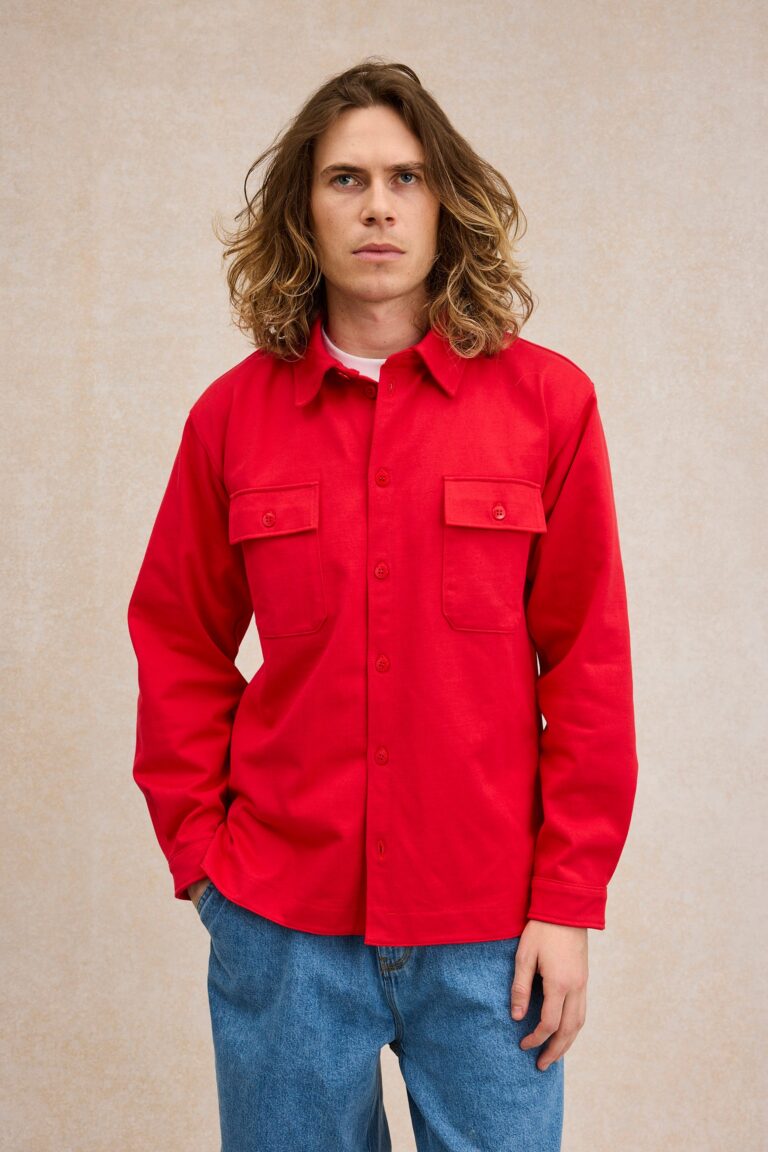 Le Minor - Surchemise en coton rouge pour homme – XL