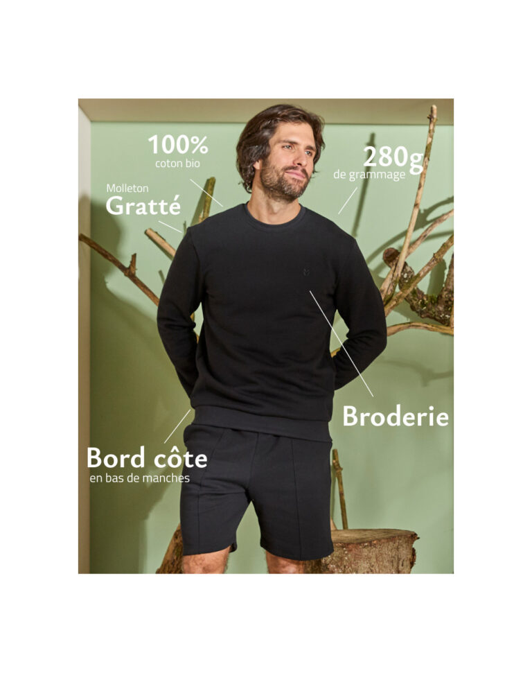 Maison Lemahieu - Sweat en Coton BIO Molleton - Noir – 2XL