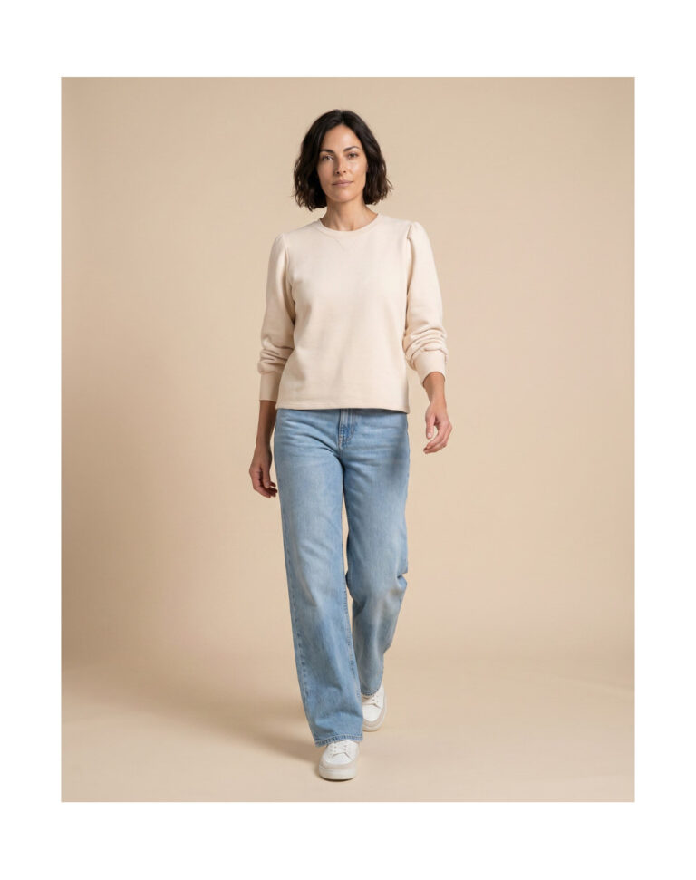 Maison Lemahieu - Sweat manches bouffantes en Coton BIO - Ecru – 2XL