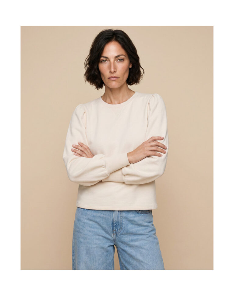 Maison Lemahieu - Sweat manches bouffantes en Coton BIO - Ecru – 2XL