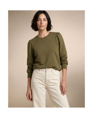 Sweat manches bouffantes en Coton BIO – Vert Ecorce par la marque Maison Lemahieu Maison Lemahieu - Sweat manches bouffantes en Coton BIO – Vert Ecorce