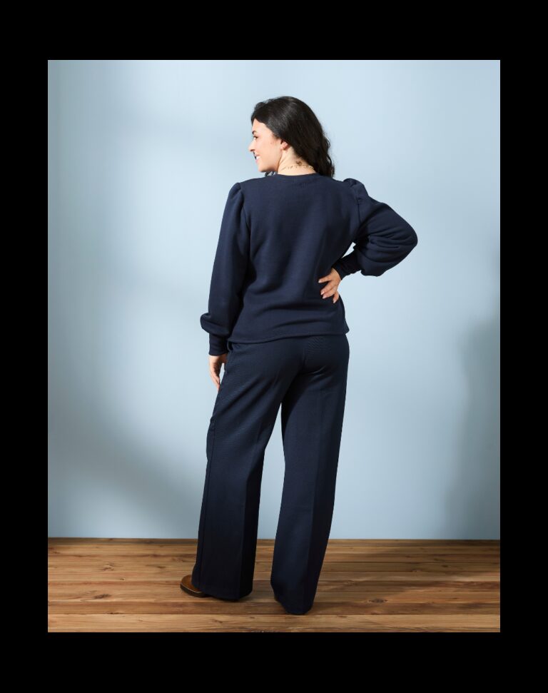 Maison Lemahieu - Sweat manches bouffantes en Coton BIO - Bleu Minuit – 2XL