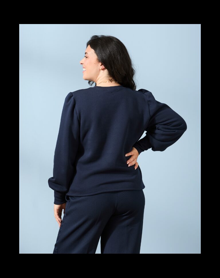 Maison Lemahieu - Sweat manches bouffantes en Coton BIO - Bleu Minuit – 2XL