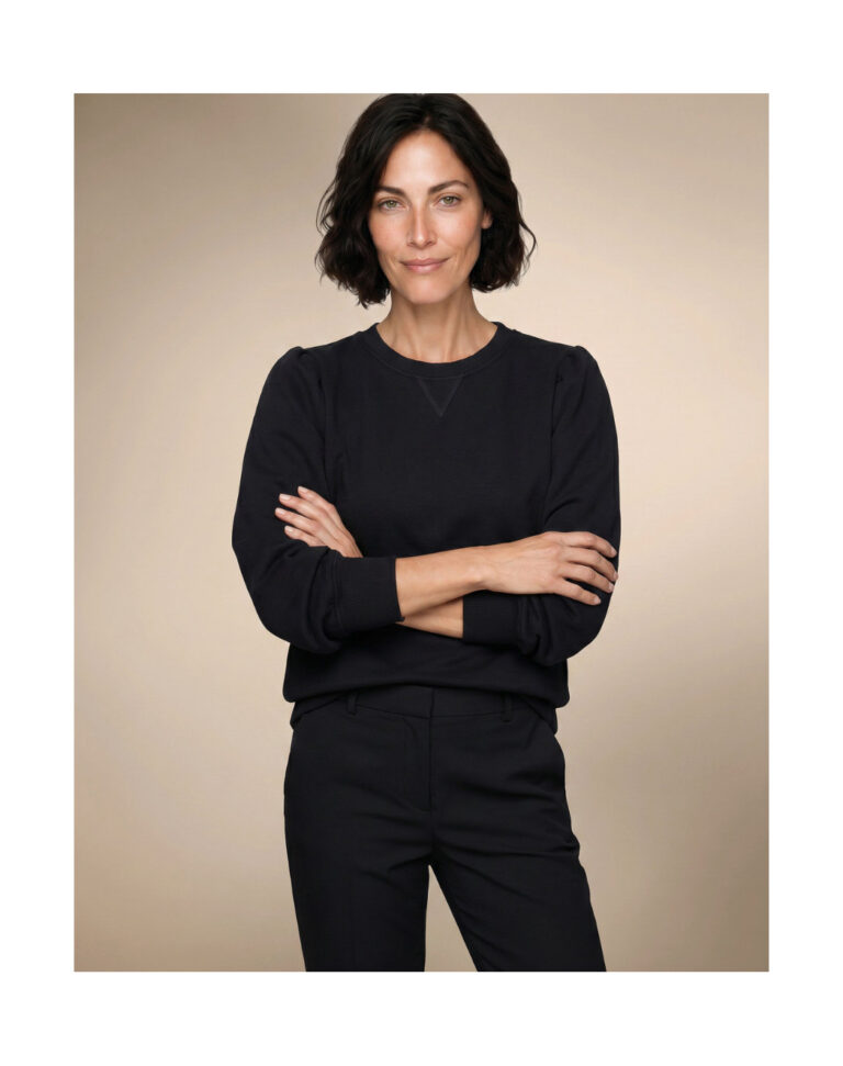 Maison Lemahieu - Sweat manches bouffantes en Coton BIO - Noir – 2XL