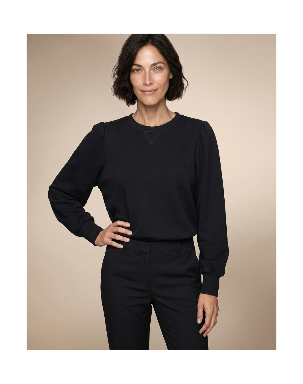 sweat manches bouffantes noir Noir