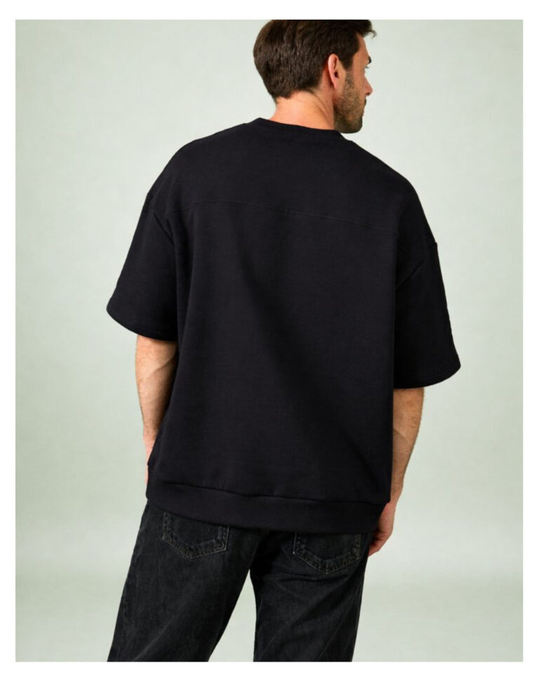 Maison Lemahieu - Sweat manches courtes Coton BIO - Noir – 2XL