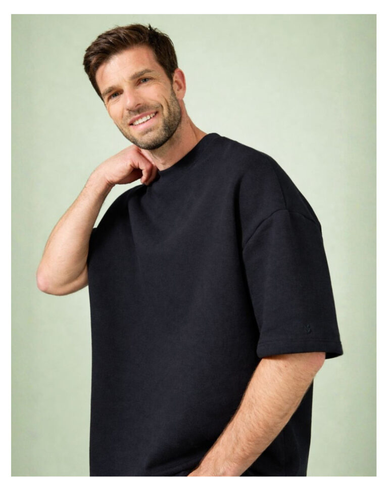 Maison Lemahieu - Sweat manches courtes Coton BIO - Noir – 2XL
