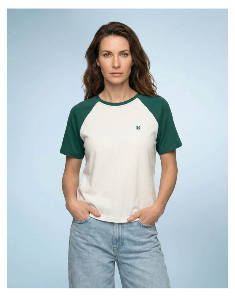 Maison Lemahieu - T-shirt à manches raglan - Vert bouteille/Ecru – 2XL