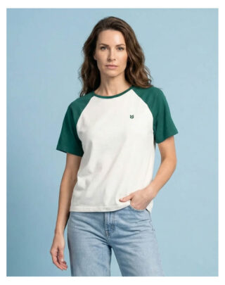 Maison Lemahieu - T-shirt à manches raglan – Vert bouteille/Ecru