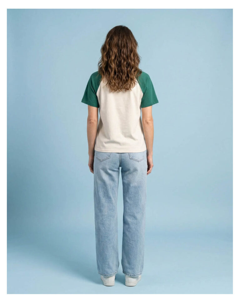 Maison Lemahieu - T-shirt à manches raglan - Vert bouteille/Ecru – 2XL
