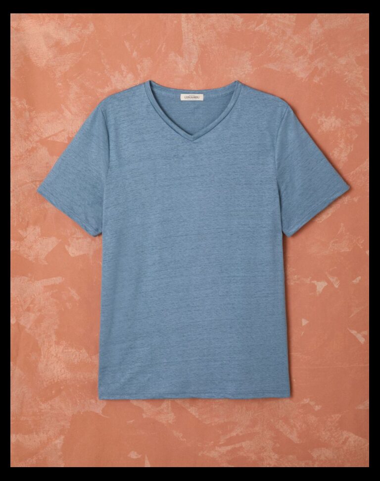 Maison Lemahieu - T-shirt col V 100% Lin - Bleuet – M