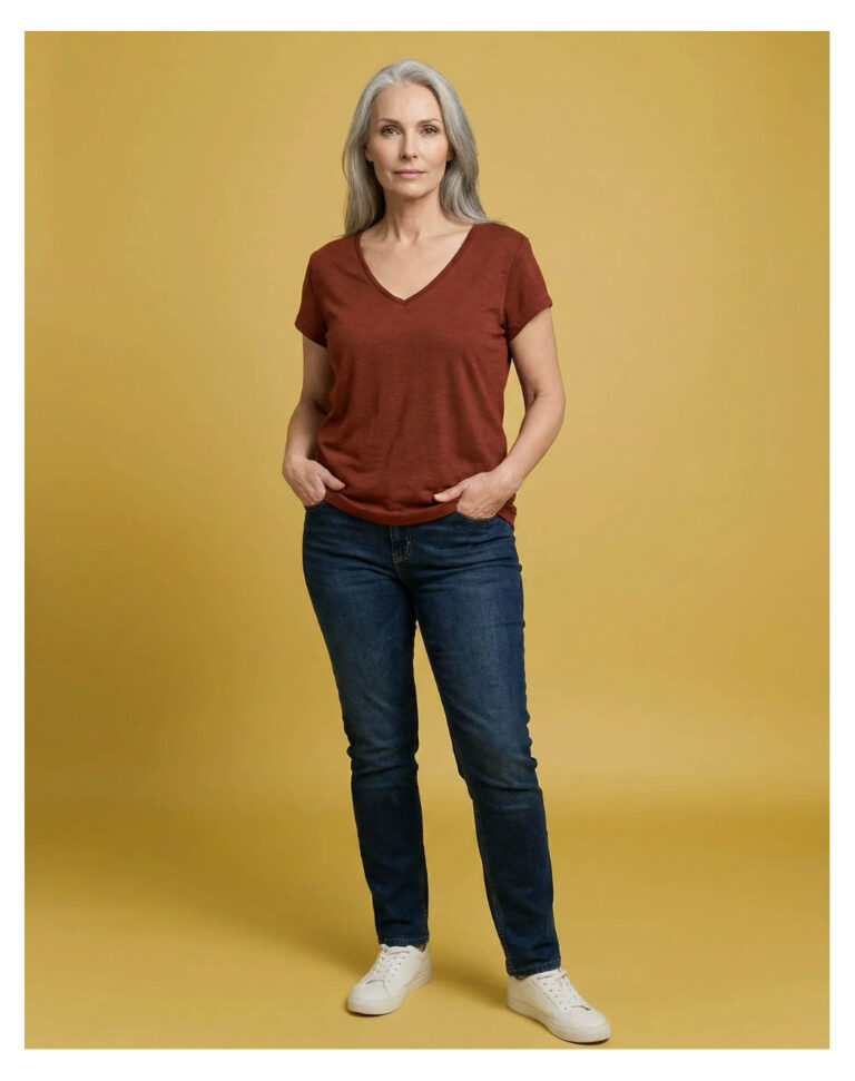 Maison Lemahieu - T-shirt col V 100% Lin - Terracotta – 2XL