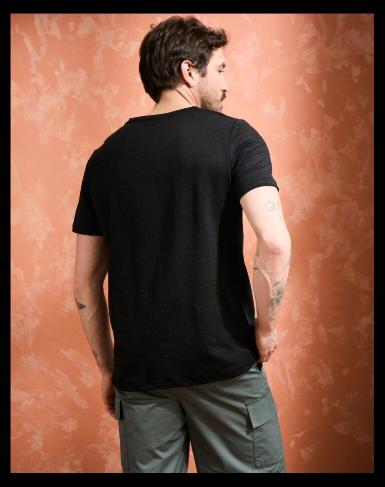 Maison Lemahieu - T-shirt col V 100% Lin - Noir – XL