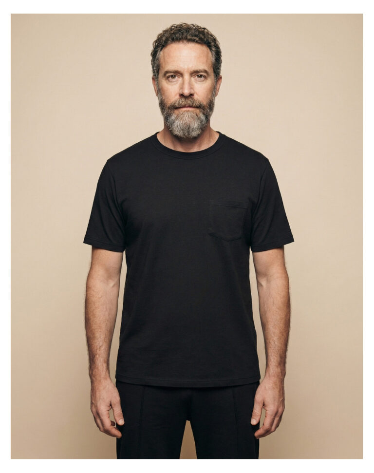 Maison Lemahieu - T-shirt coton modal à poche - Noir - Col rond – 2XL