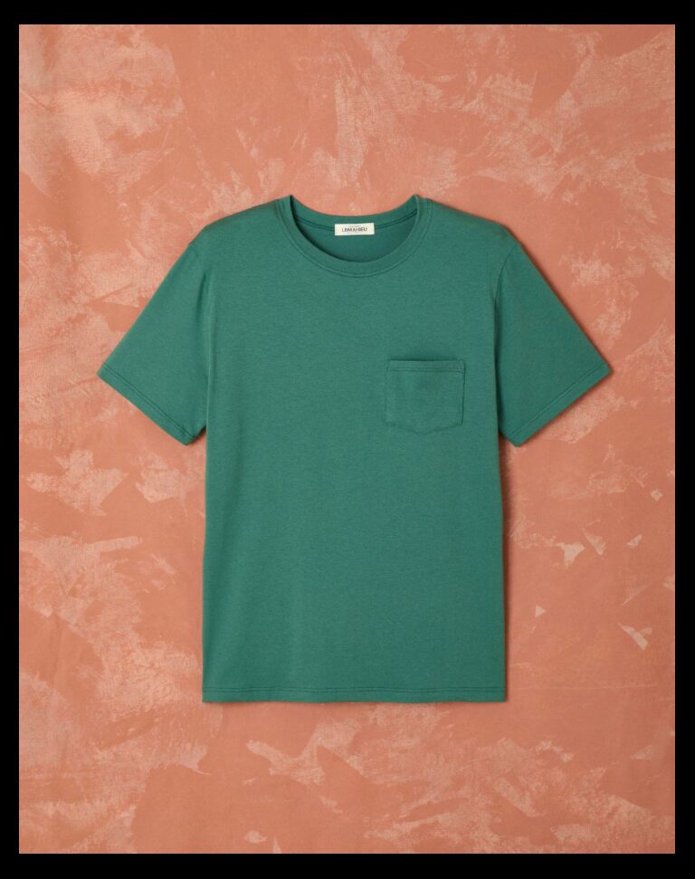 Maison Lemahieu - T-shirt coton modal à poche - Vert Anglais - Col rond – 3XL