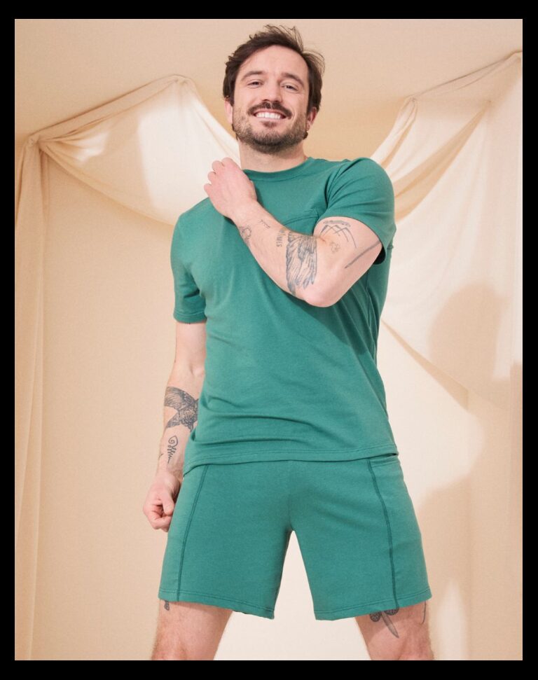 Maison Lemahieu - T-shirt coton modal à poche - Vert Anglais - Col rond – 3XL