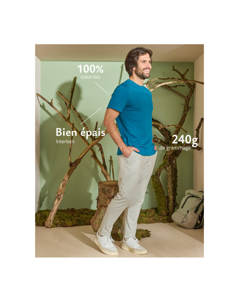 Maison Lemahieu - T-shirt épais en Coton Bio - Bleu Jade – 2XL