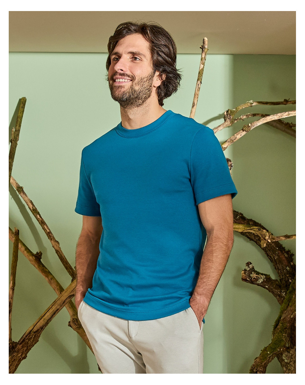 t shirt epais en coton bio bleu jade Bleu Jade