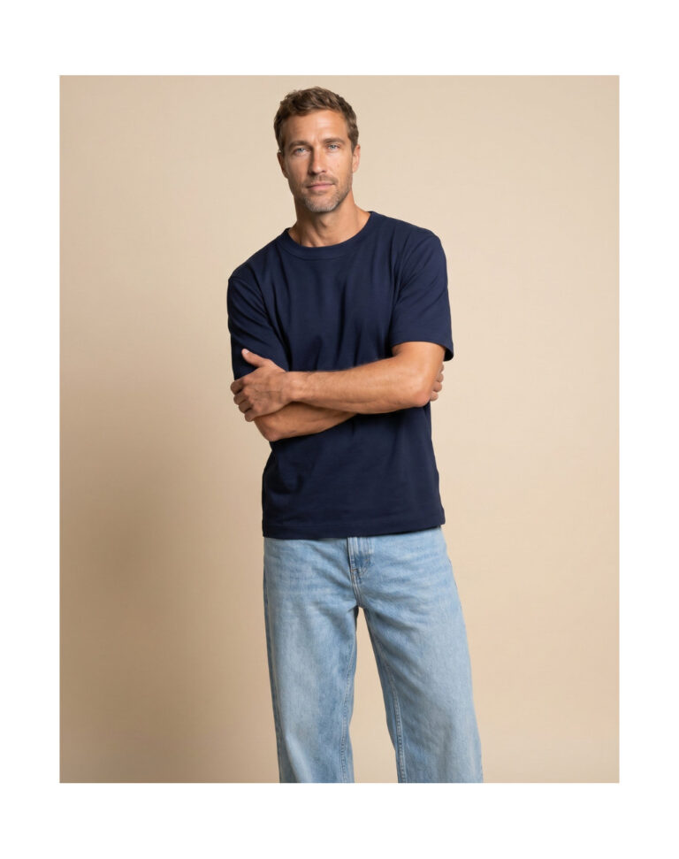 Maison Lemahieu - T-shirt épais en coton bio - Bleu Minuit – 2XL